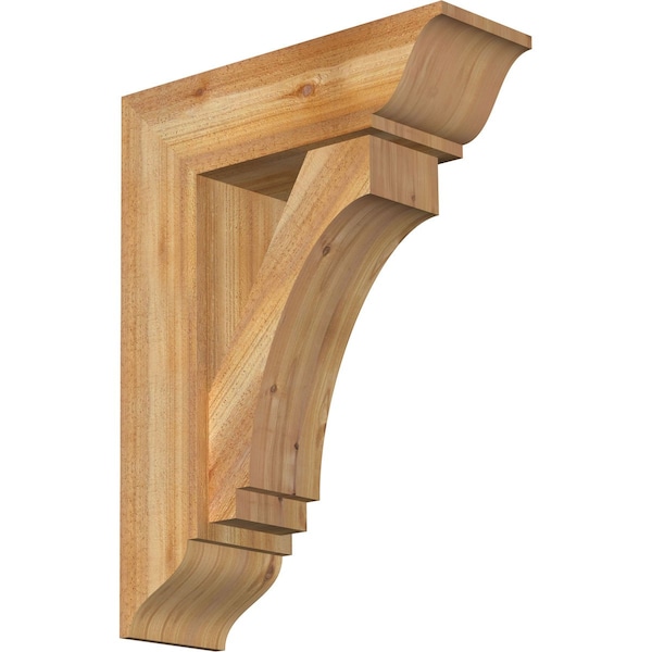 Ekena Millwork Imperial Traditional Rough Sawn Bracket w/ Offset Brace, Western Red Cedar, 8"W x 24"D x 32"H BKT0806X24X32IMP01RWR - main